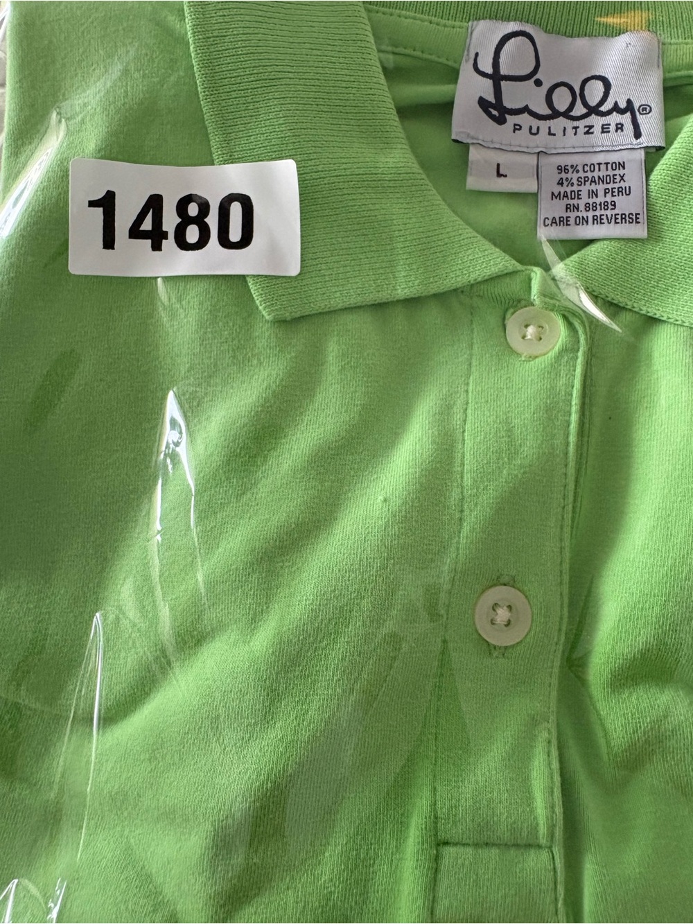 Lilly Pulitzer Lime Green Polo with Palm Embroidery - Picture 6 of 6
